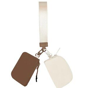 Stylish Beige- Tan Checkered Women's Dual Pouch